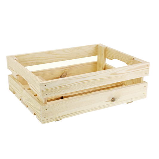 Holzkiste naturbelassen - halbe Stiege