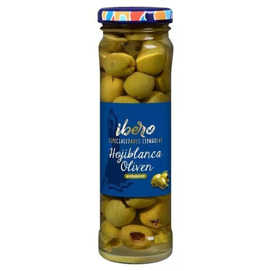 Hojiblanca Oliven - grün ohne Stein - vegan je 150g im 4er Pack